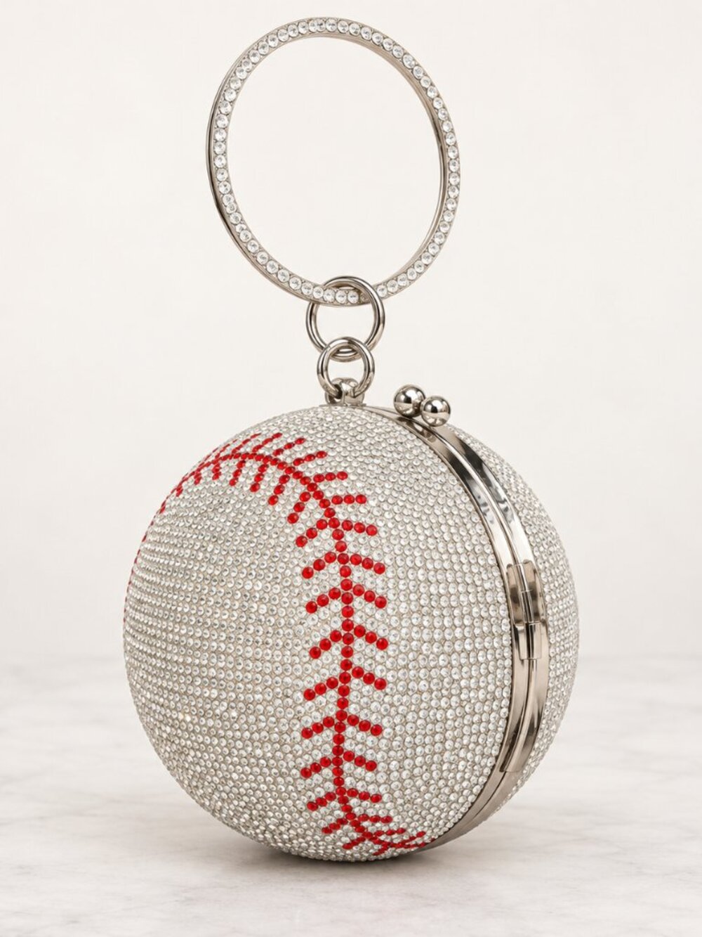Everything Baseball Crystal Rhinestone Baseball Clutch Purse